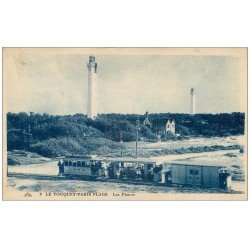 carte postale ancienne 62 LE TOUQUET-PARIS-PLAGE. Les Phares et Tramway