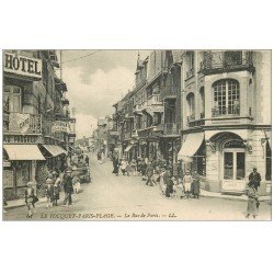 carte postale ancienne 62 LE TOUQUET-PARIS-PLAGE. Rue de Paris 1908 Café Au Progrès