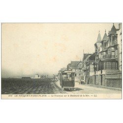 carte postale ancienne 62 LE TOUQUET-PARIS-PLAGE. Tramway Boulevard de la Mer 1919