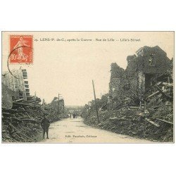 carte postale ancienne 62 LENS Ruines. Rue de Lille 1919