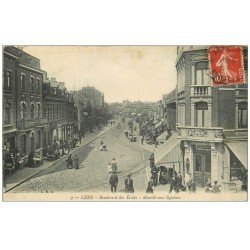 carte postale ancienne 62 LENS. Marché aux légumes Boulevard des Ecoles 1909