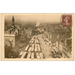 carte postale ancienne 62 LENS. Panoramique le Marché 1939