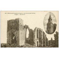 carte postale ancienne 62 LIEVIN. Guerre 1914-18. L'Eglise avant et après la Guerre