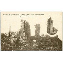carte postale ancienne 62 LOOS-EN-GOHELLE. L'Eglise avant et après
