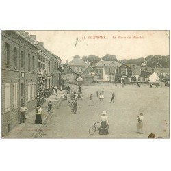 carte postale ancienne 62 LUMBRES. La Place du Marché 1909