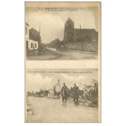 carte postale ancienne 62 SAINT-LAURENT-BLANGY. Eglise avant et après la Guerre 1920
