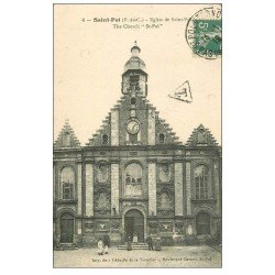 carte postale ancienne 62 SAINT-POL-SUR-TERNOISE. Eglise de Saint-Pol 1919. Timbre Taxe