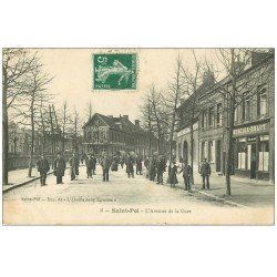 62 SAINT-POL-SUR-TERNOISE. L'Avenue de la Gare . Estaminet Mercier Hulot et Hôtel Victoria