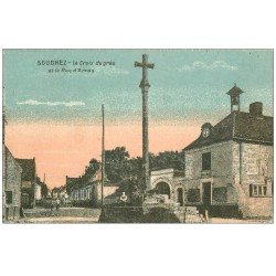 carte postale ancienne 62 SOUCHEZ. La Croix de Grés et Mairie Rue d'Arras 1915