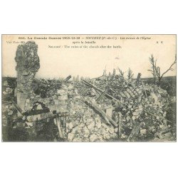 carte postale ancienne 62 SOUCHEZ. Ruines Eglise 1916. Guerre 1914-18