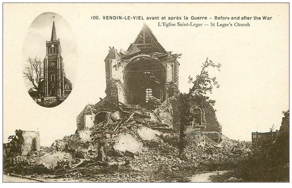carte postale ancienne 62 VENDIN-LE-VIEL. Eglise Saint-Léger