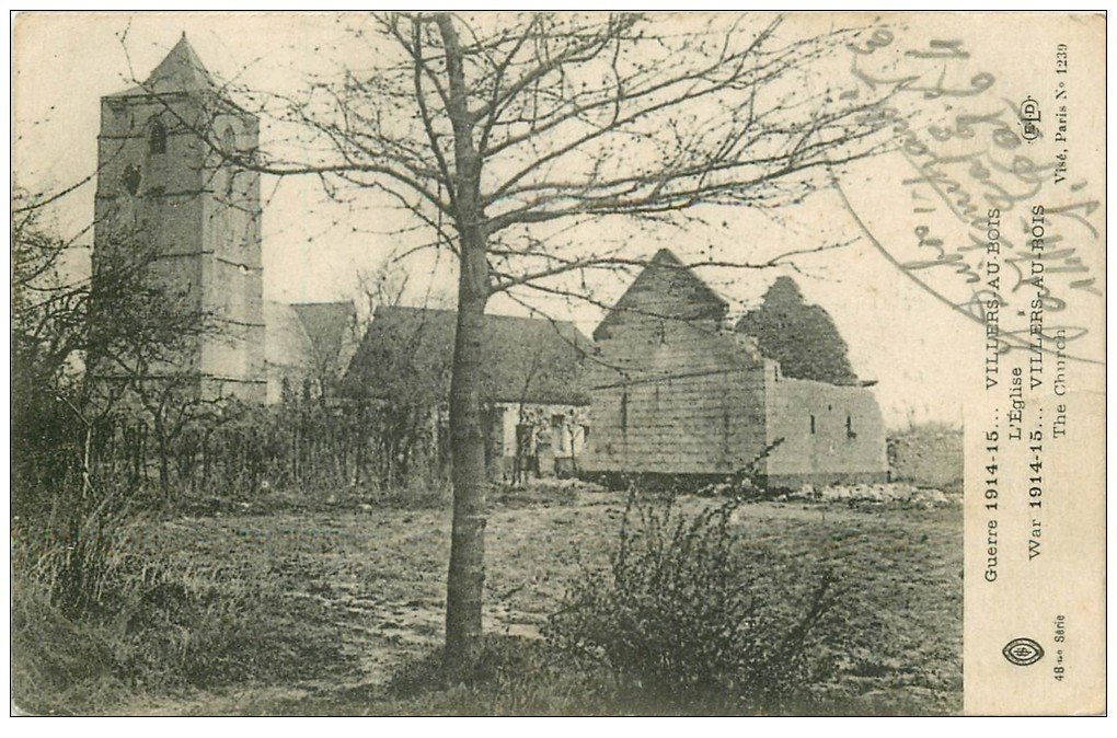 carte postale ancienne 62 VILLERS-AU-BOIS. L'Eglise 1915