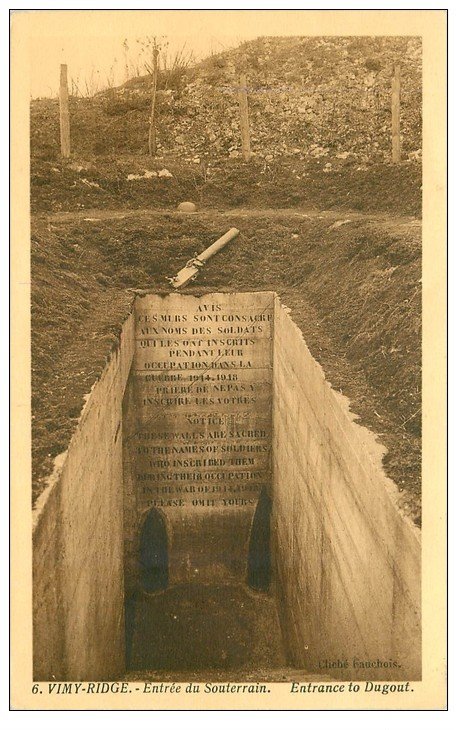 carte postale ancienne 62 VIMY RIDGE. Entrée du Souterrain