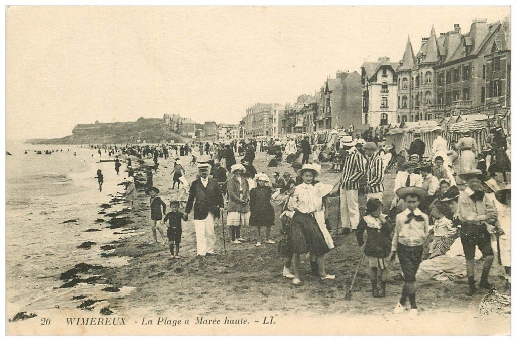 carte postale ancienne 62 WIMEREUX. Plage à Marée haute