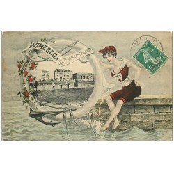 carte postale ancienne 62 WIMEREUX. Plage et Chalets 1909