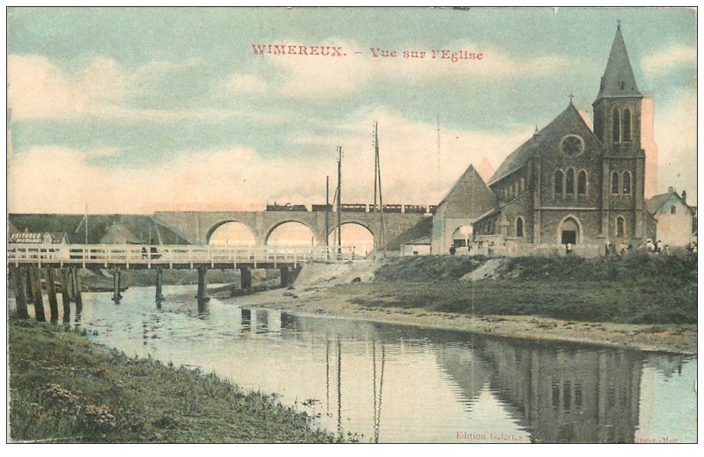 62 WIMEREUX. Pont avec Train et Eglise
