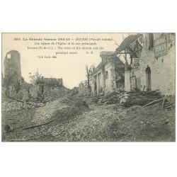 carte postale ancienne 62. ECURIE.. Les ruines de l'Eglise rue Principale
