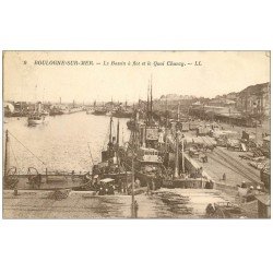 Lot 10 Cpa BOULOGNE-SUR-MER 62. Bassin Quai Chanzy, pont Marguet, Eglise, Navire, Gare, Beffroi, Boulevard, Casino, Port