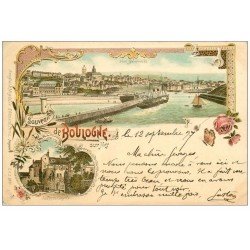 Rare 1897 BOULOGNE-SUR-MER 62. Port et Porte Cayole. Carte pionnière 1897