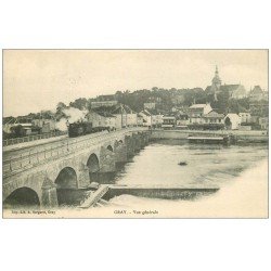 carte postale ancienne 70 GRAY. Train sur le Pont