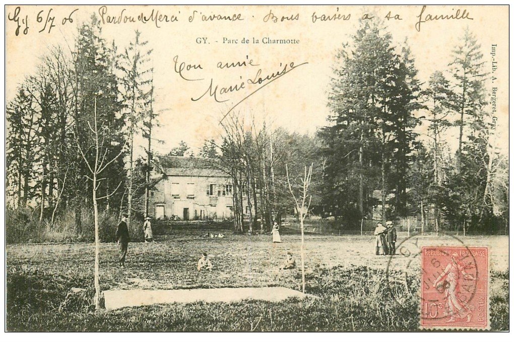 carte postale ancienne 70 GY. Parc de la Charmotte animé 1906