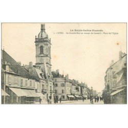 carte postale ancienne 70 LURE. La Grande Rue Place Eglise 1919