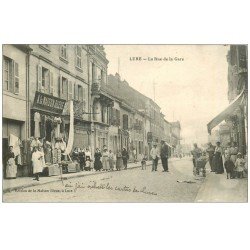 carte postale ancienne 70 LURE. Rue de la Gare 1917. A la Maison Bleue Magasin de cartes postales et Editeur