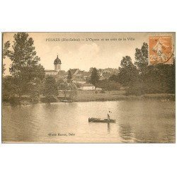 carte postale ancienne 70 PESMES. Passeur en barque sur l'Ognon