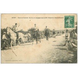 carte postale ancienne 71 AUTUN. Ecole Cavalerie. Campagne du 29° d'Infaterie 1909