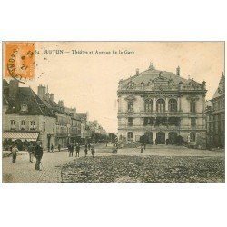 carte postale ancienne 71 AUTUN. Théâtre Avenue de la Gare 1921
