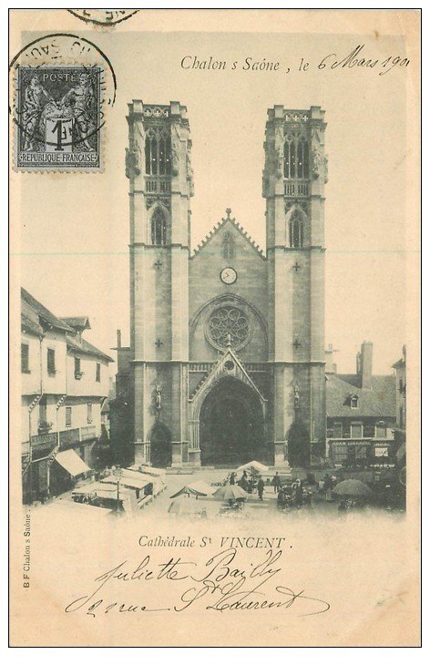 carte postale ancienne 71 CHALON-SUR-SAONE. Cathédrale Saint-Vincent 1901