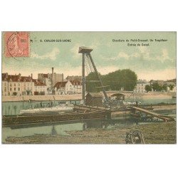carte postale ancienne 71 CHALON-SUR-SAONE. Un Torpilleur Chantiers du Petit-Creusot au Canal 1906