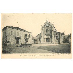 carte postale ancienne 71 CUISEAUX. Eglise et Hôtel de Ville 1908