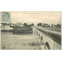 carte postale ancienne 71 DIGOIN. Pont Canal et Ecole 1905