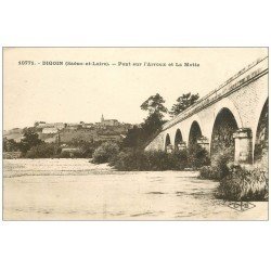 carte postale ancienne 71 DIGOIN. Pont sur l'Arroux et La Motte 1927