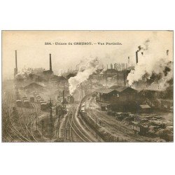 carte postale ancienne 71 LE CREUSOT. Vue partielle du Chemin de Fer. Usines Schneider 1924