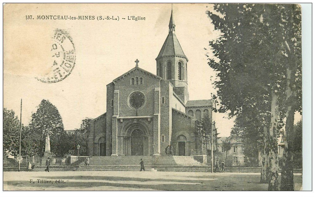 carte postale ancienne 71 MONTCEAU-LES-MINES. L'Eglise 1924