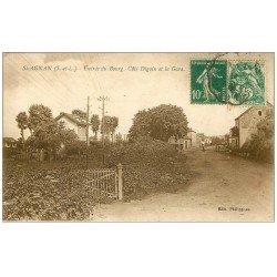 carte postale ancienne 71 SAINT-AGNAN. Entrée du Bourg côté Digoin et Gare