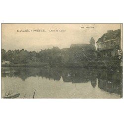 carte postale ancienne 71 SAINT-JULIEN-SUR-DHEUNE. Quai du Canal 1917