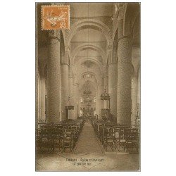 carte postale ancienne 71 TOURNUS. Eglise Saint-Philibert la Grande Nef 1927