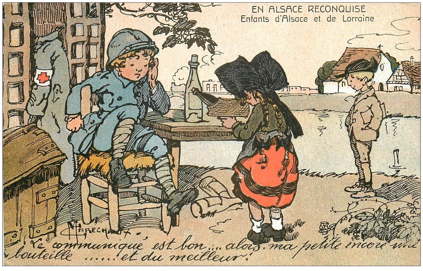 68 Alsace Reconquise Enfants D Alsace Lorraine Illustrateur Marechaux Encore Une Bouteille