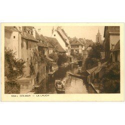 carte postale ancienne 68 COLMAR. Embarcation sur la Lauch transports tonneaux