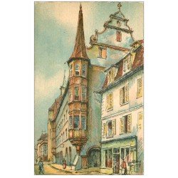 68 COLMAR. La Maison des Arcades par Barday. Papier velin découpe à la ficelle 1953