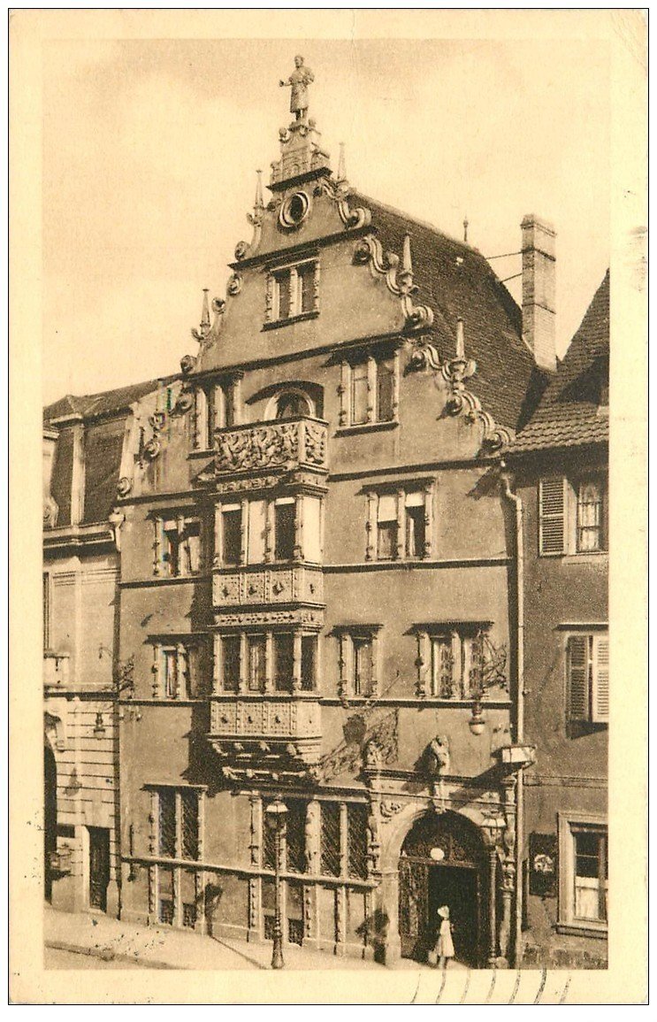 carte postale ancienne 68 COLMAR. Maison des Têtes 1938