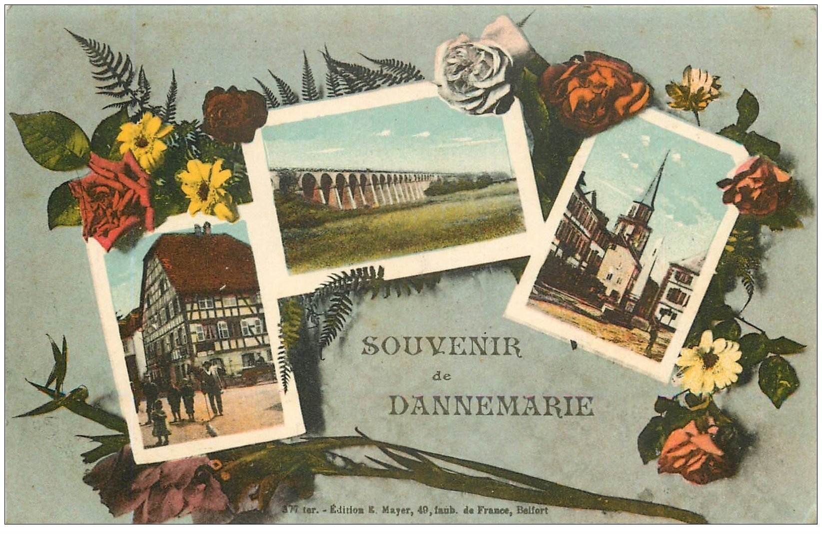 carte postale ancienne 68 DANNEMARIE. Multivues. Edition Mayer en couleur