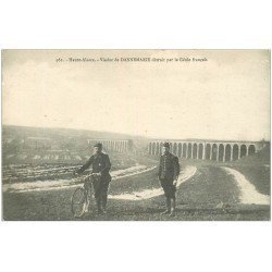 68 DANNEMARIE. Viaduc détruit par le Génie français avec Cycliste Militaire