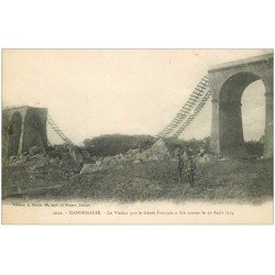 carte postale ancienne 68 DANNEMARIE. Viaduc que le Génie à fait sauter en 1914 militaires