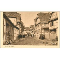 carte postale ancienne 68 ENGWILLER. Alsaciennes et Canards dans une Rue