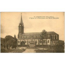 carte postale ancienne 68 GIROMAGNY. Eglise et Monument aux Morts 1931