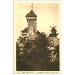 carte postale ancienne 68 HAUT-KOENIGSBOURG. Beffroi et Moulin à Vent au Château